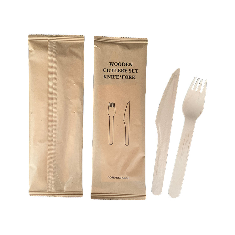 Wooden Cutlery Set - Paper Wrapped